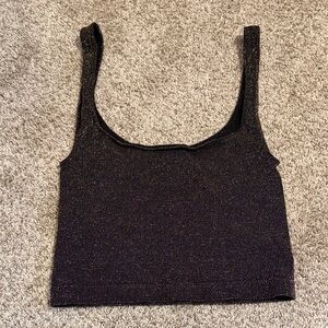 Free People Black with Gold Glitter Crop Top